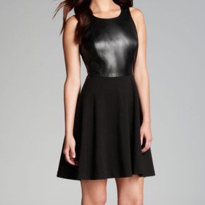 Laundry Black Leather Fit and Flare Dress